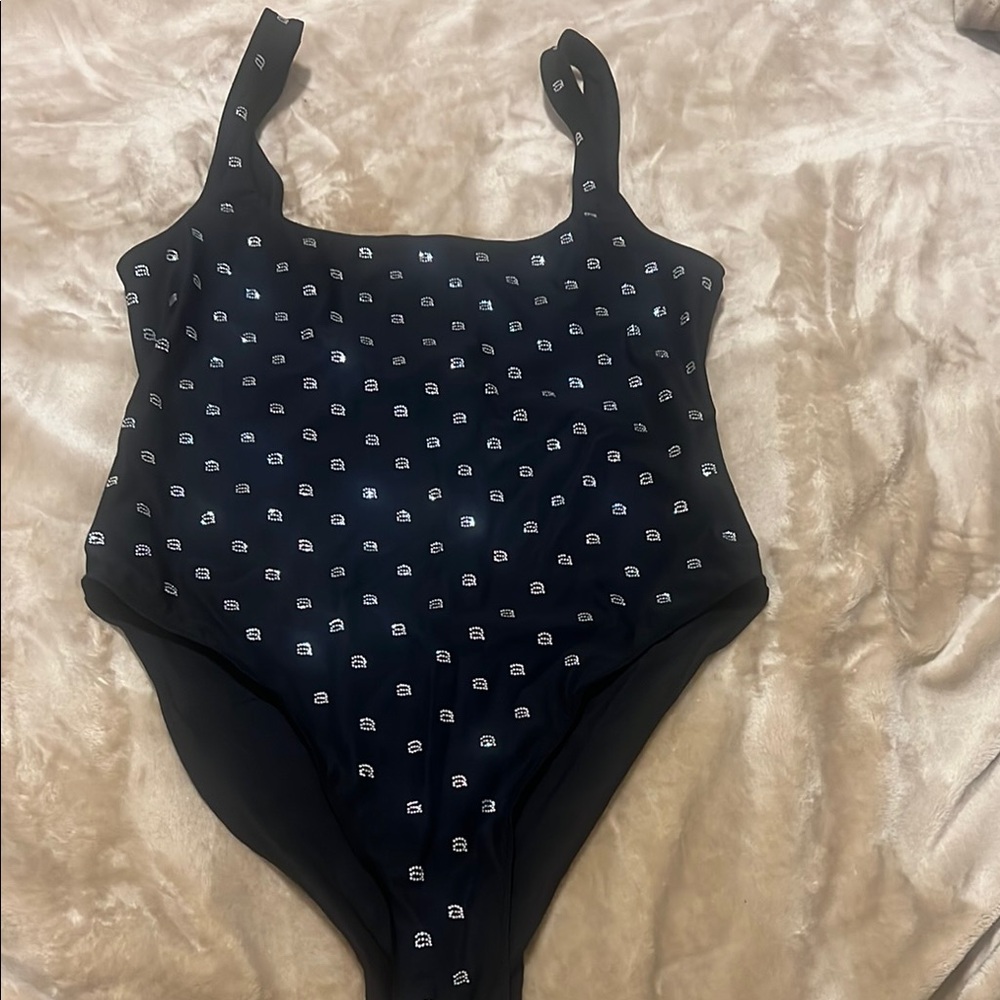 Alexander Wang Black One-Piece Swimsuit with rhinestone